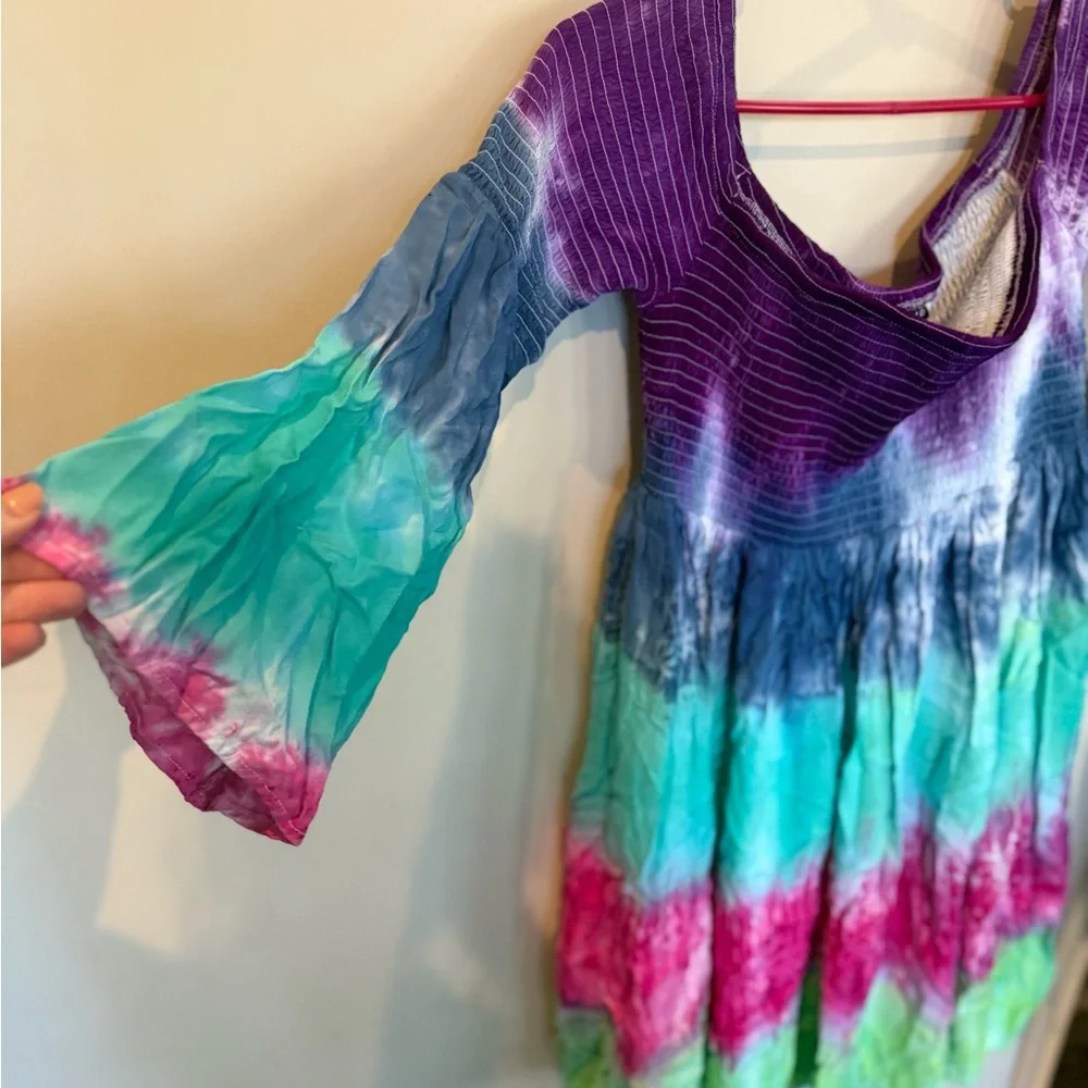 Torrid off the shoulder smocked long bell sleeve skater mini dress-size 00 - Picture 4 of 6